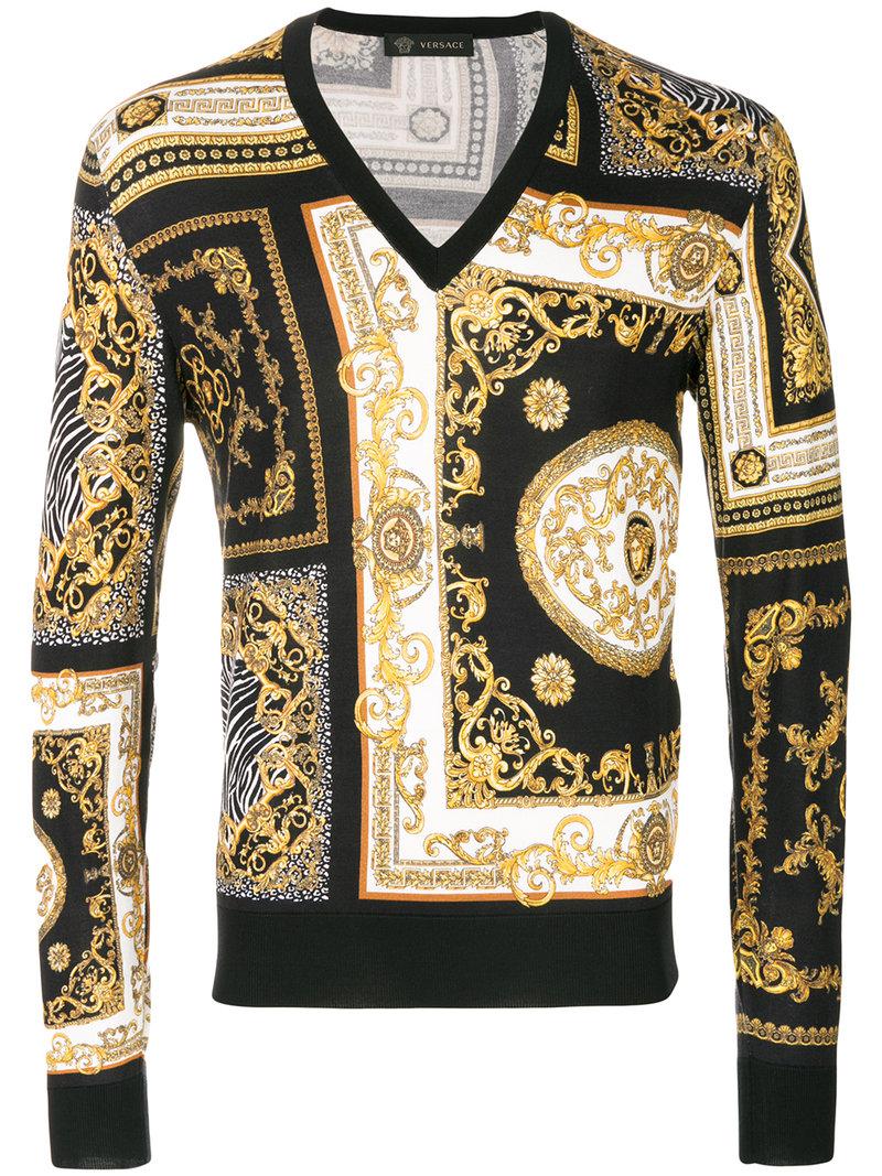 versace jumper mens black and gold