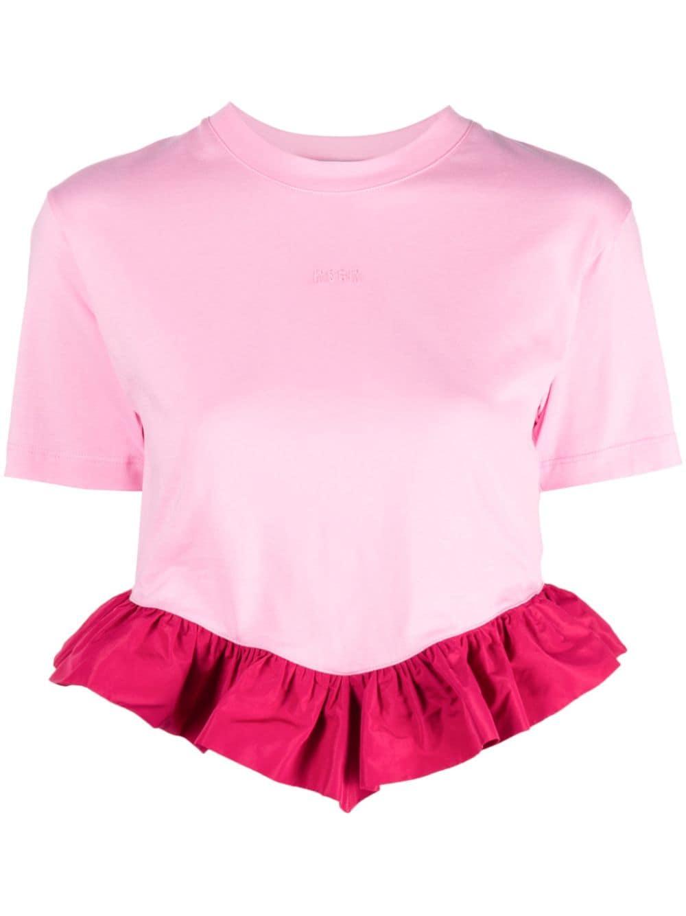 MSGM Ruffle hem Cotton Top in Pink Lyst
