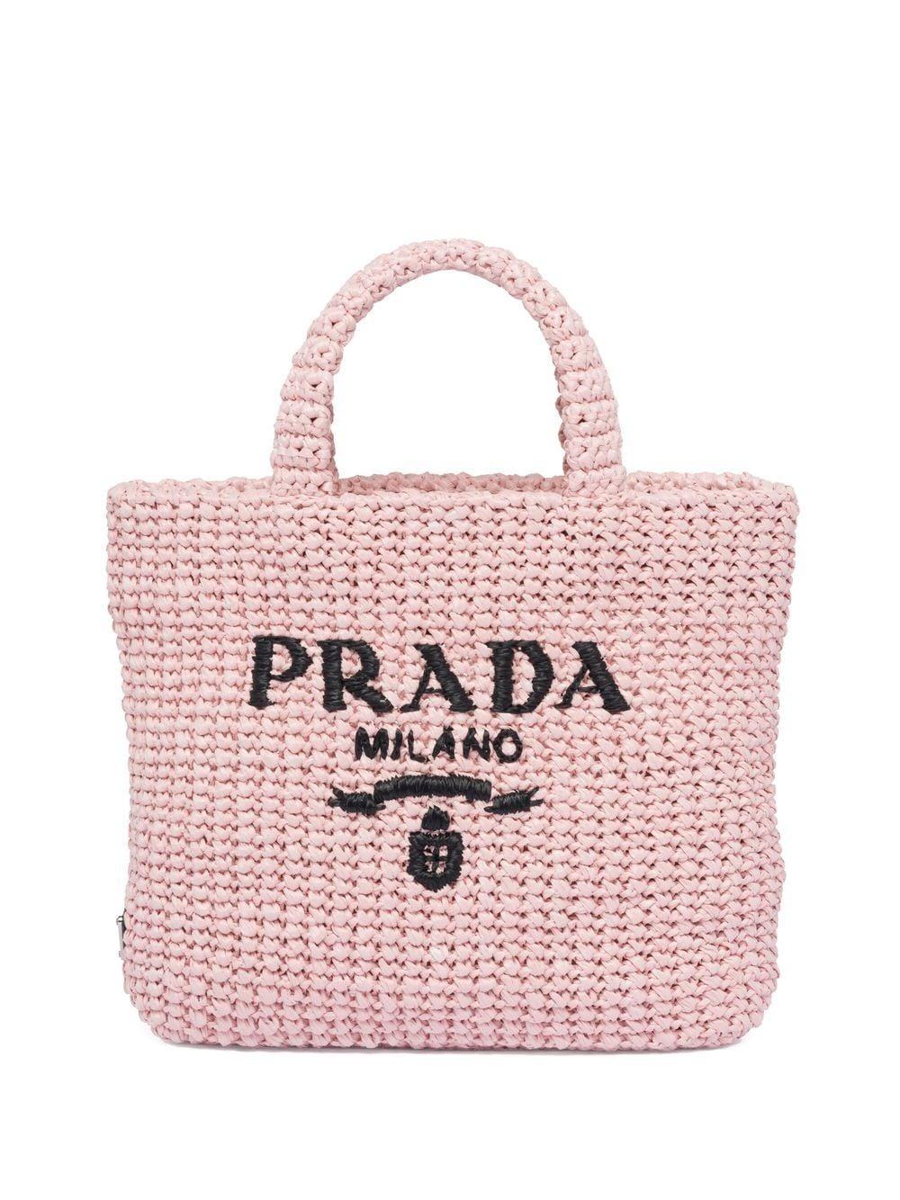 Prada, Bags, Prada Small Crochet Raffia Tote Bag