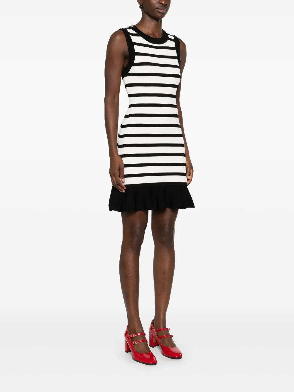 sandro striped knit mini dress Sandro Knitted Striped Mini Dress in Black