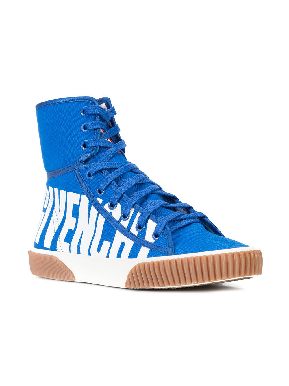 Download Givenchy Rubber Logo Print Hi-top Sneakers in Blue - Lyst