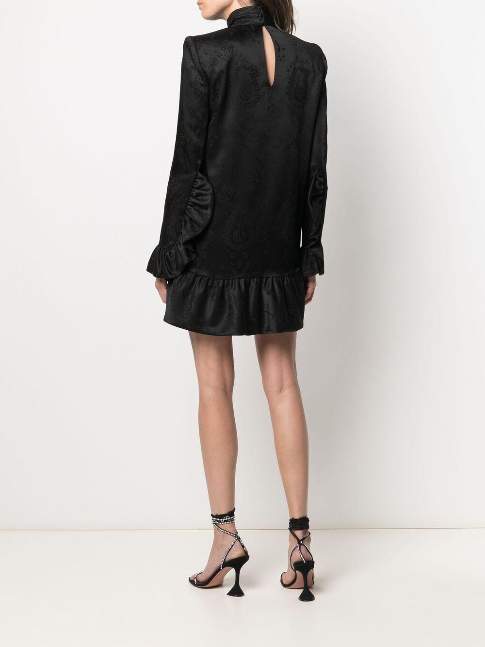 Saint Laurent Flared-hem Jacquard Dress in Black | Lyst