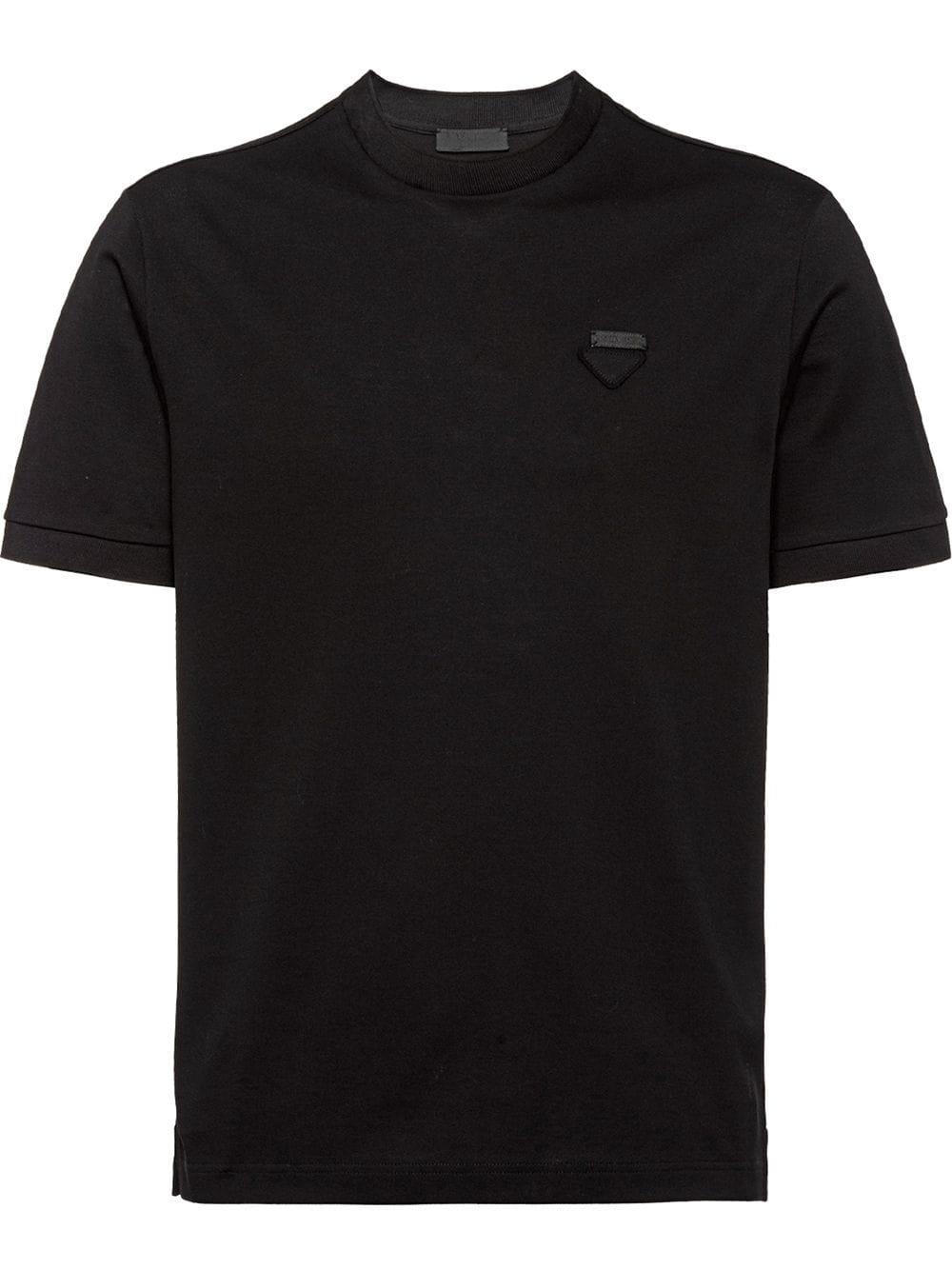 Prada Cotton Slim Fit Piqué T-shirt in Black for Men - Lyst