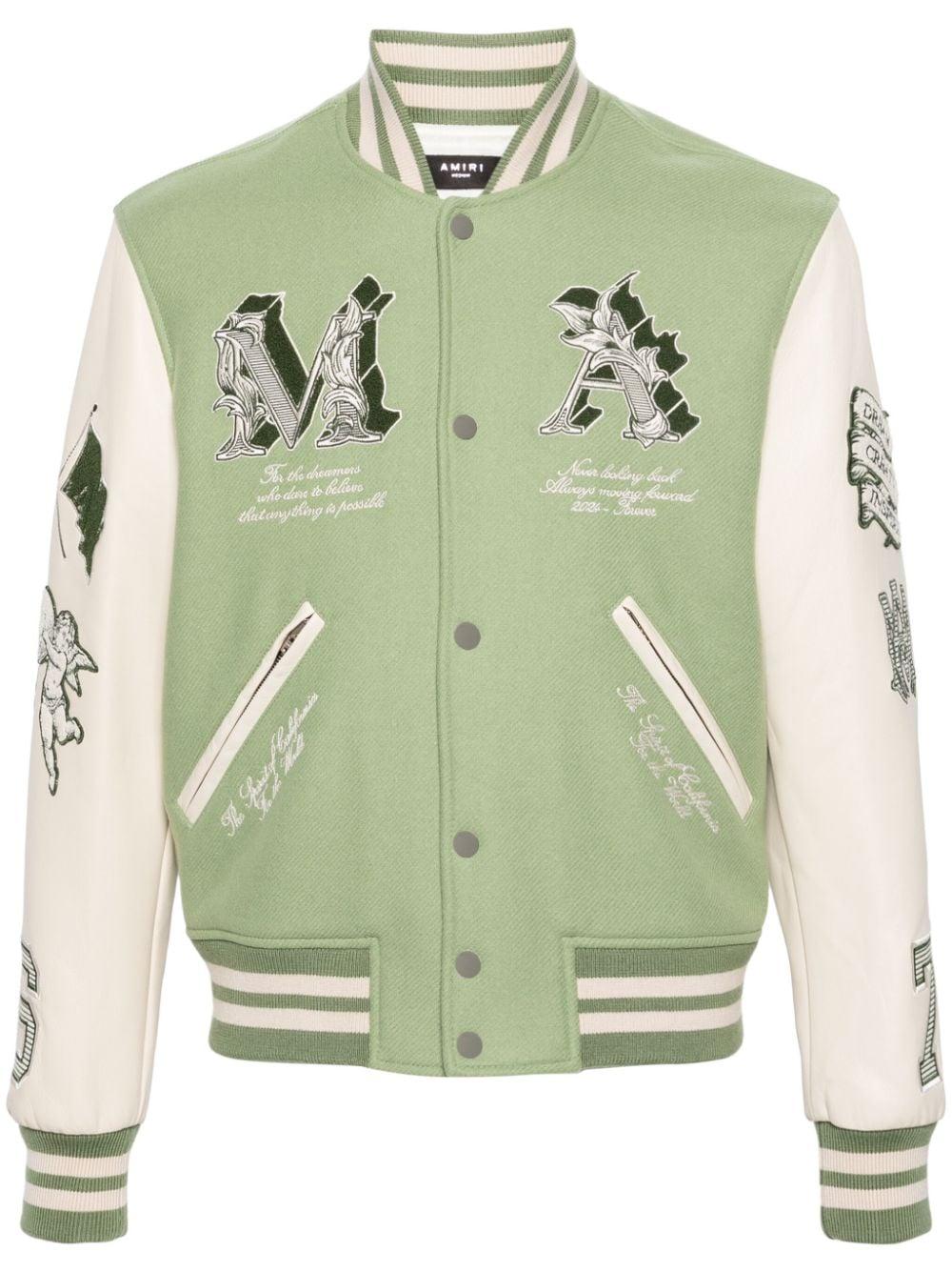 Amiri Ma Angel Embellished Melton Wool-blend Twill And