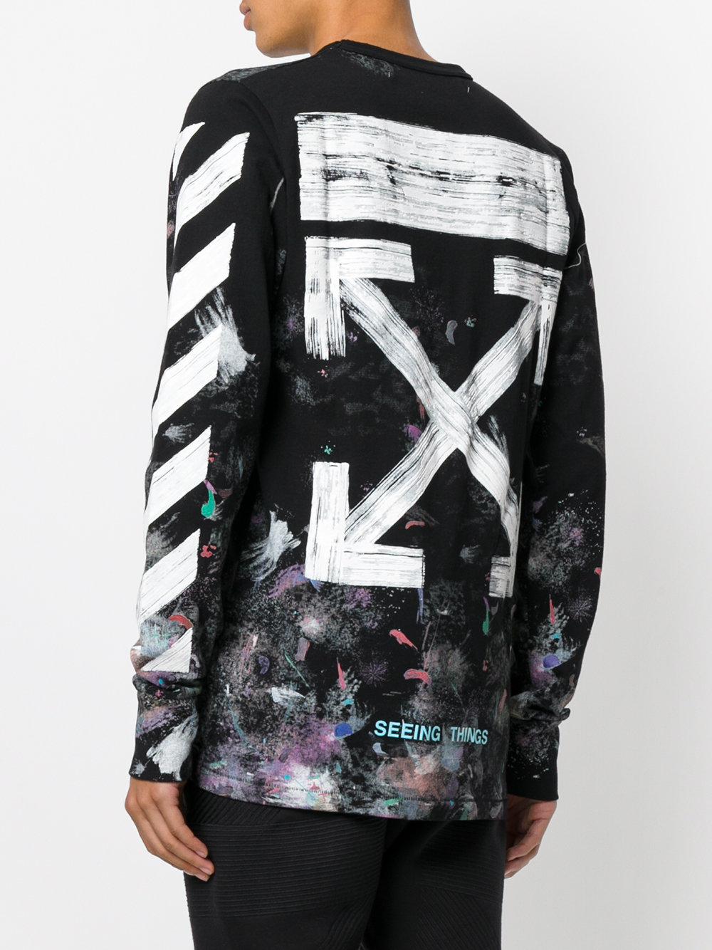 Off-White c/o Virgil Abloh Cotton Galaxy Brushed Long Sleeved T-shirt in  Black for Men | Lyst