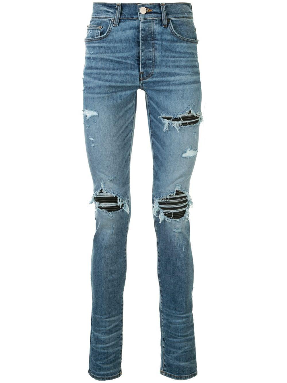Amiri Denim Mx1 Distressed Skinny Jeans in Blue for Men - Lyst