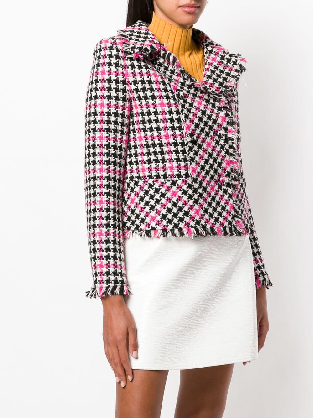 Moschino Houndstooth Tweed Jacket in Pink Lyst