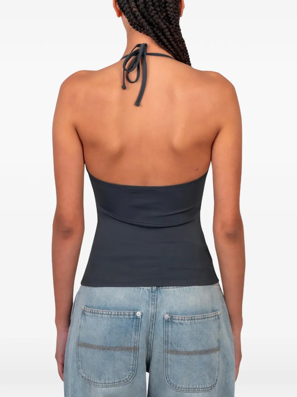 Gimaguas タンクトップ Women's grey fitted halter top with deep U neckline – Gimaguas
