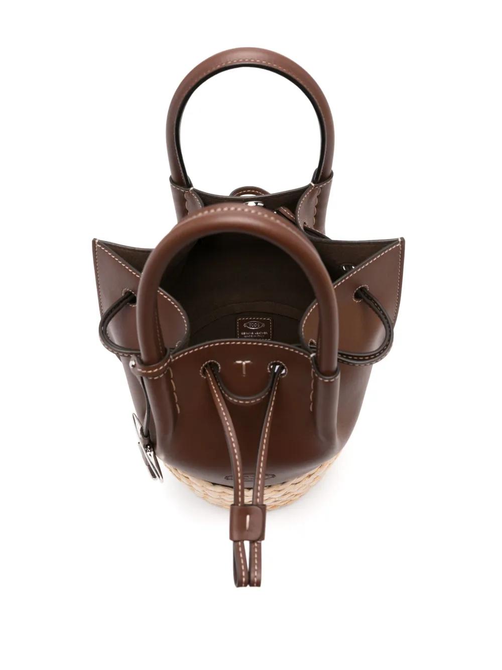 Tod's ストロー レザー バケットバッグ ミニ ナチュラル | Lyst