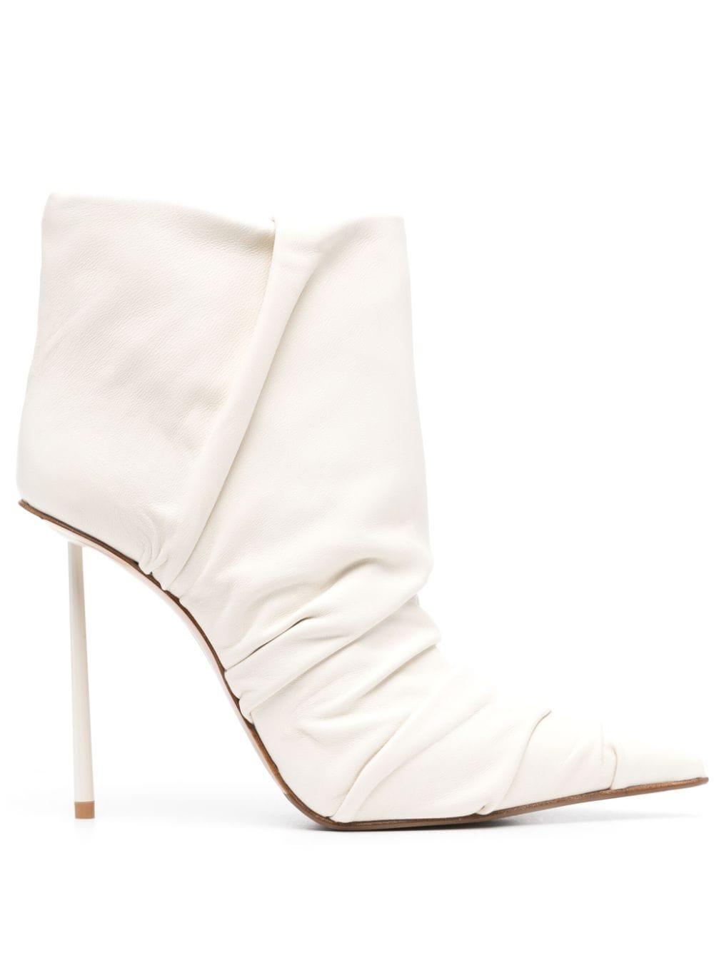 Ruched leather shop ankle boots