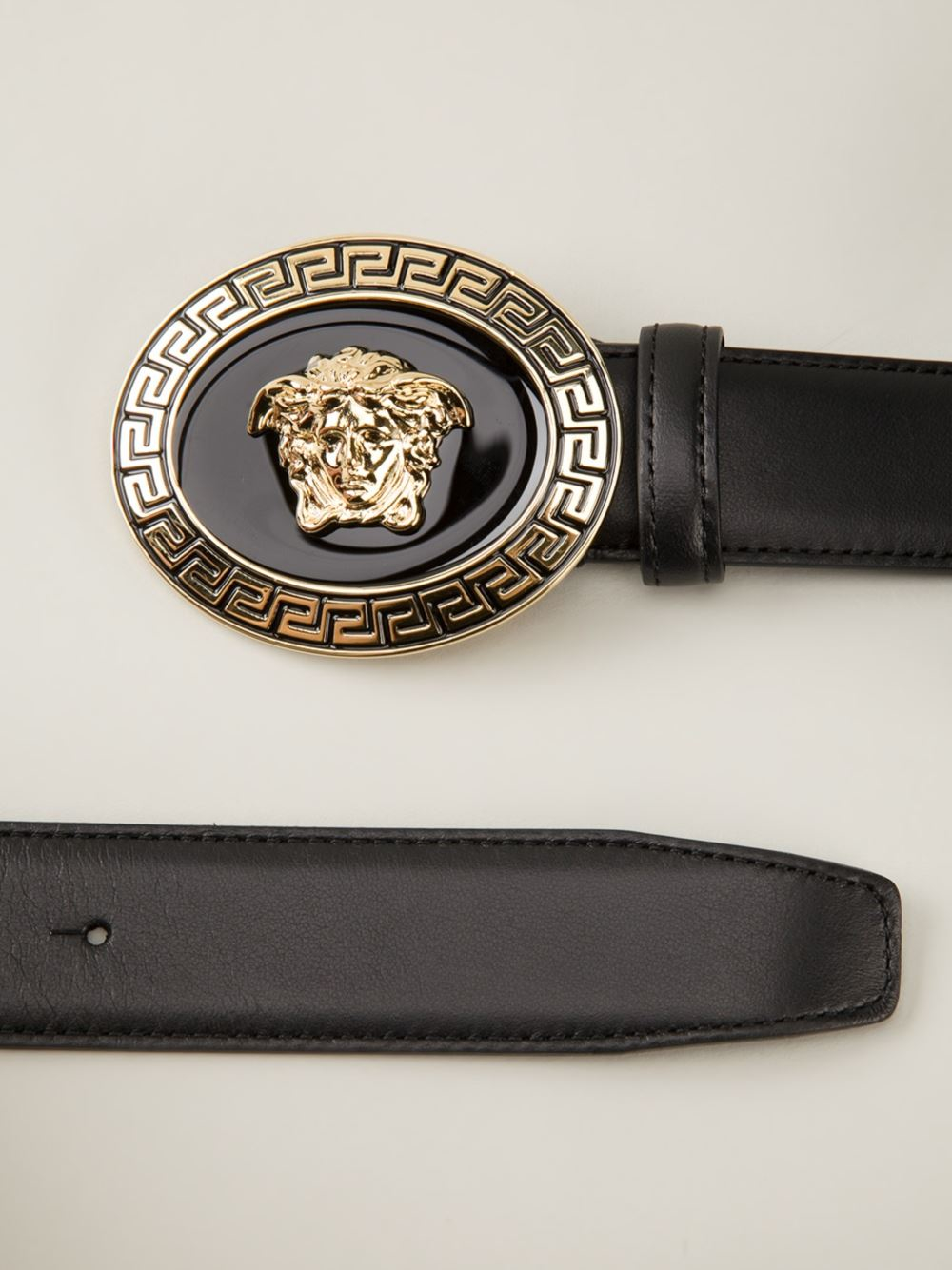 Versace Oval Medusa Belt in Black for Men | Lyst
