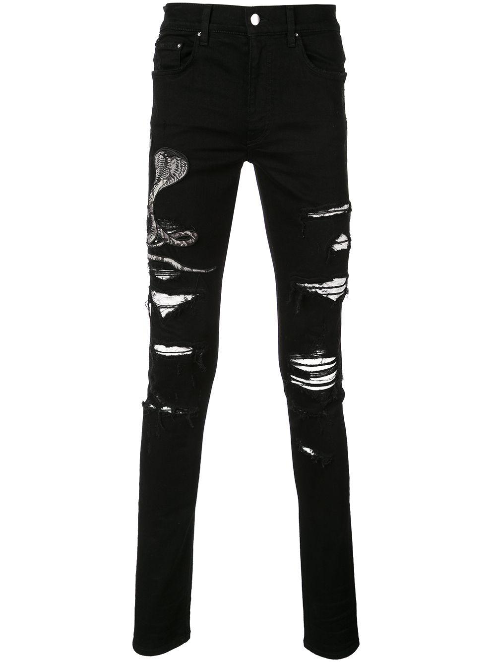 Amiri Denim Snake Patch Jeans in Black for Men - Lyst