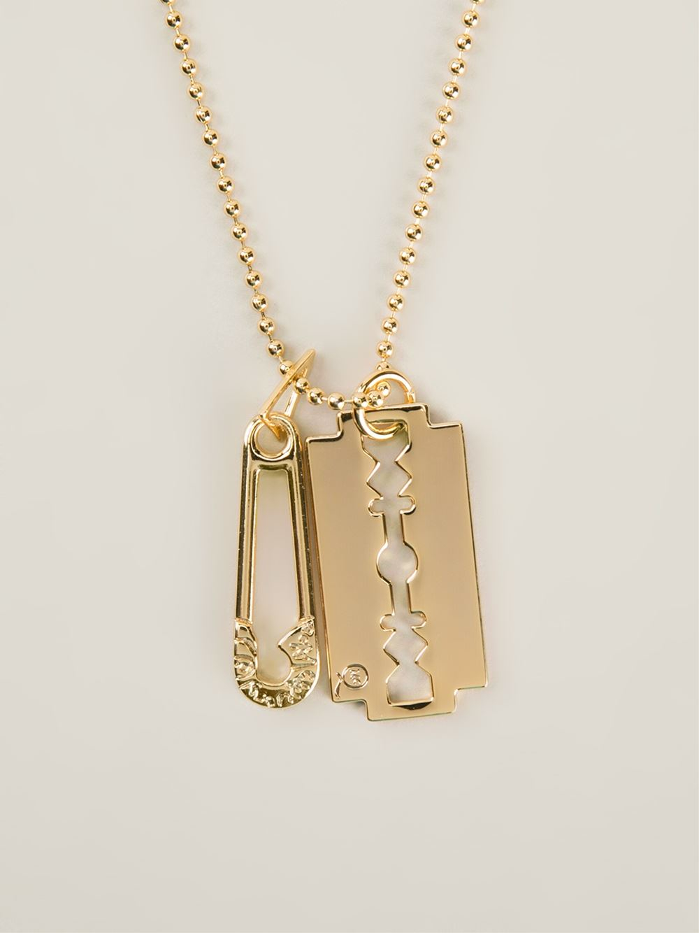 McQ Safety Pin And Razor Blade Necklace in Metallic Lyst