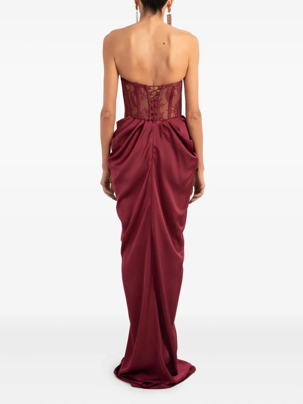 sachin and babi light blue dress Paulette Brown Ruched Corset Maxi Dress Miss Rosier Brown : Evening Dresses  : VogaCloset Libya main image 1