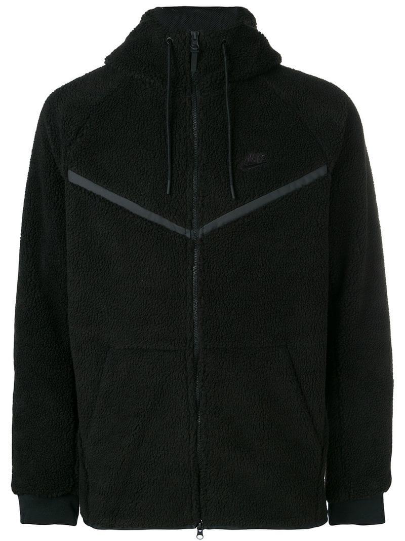 Nike Furry Hooded Jacket in Black for Men | Lyst