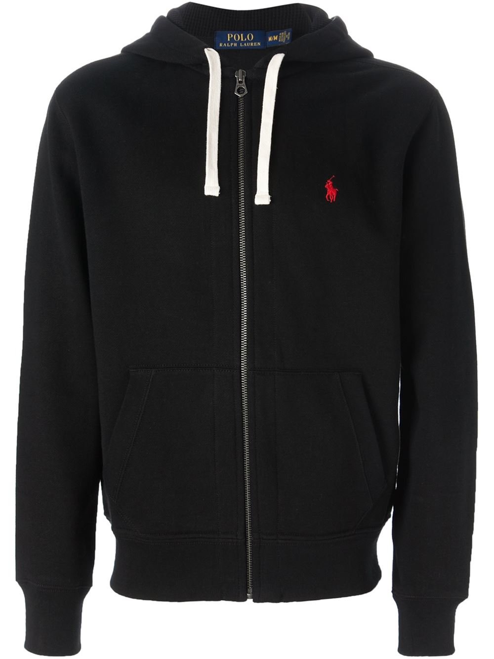 black polo hoodie red horse