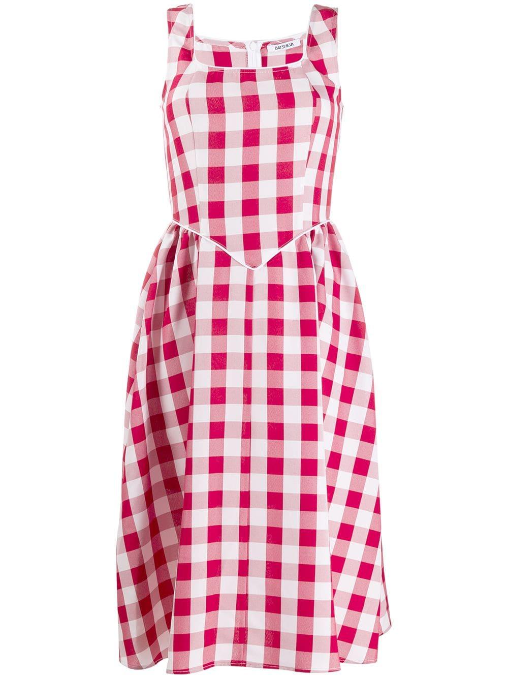 BATSHEVA Gingham Day Dress in Red Save 16 Lyst
