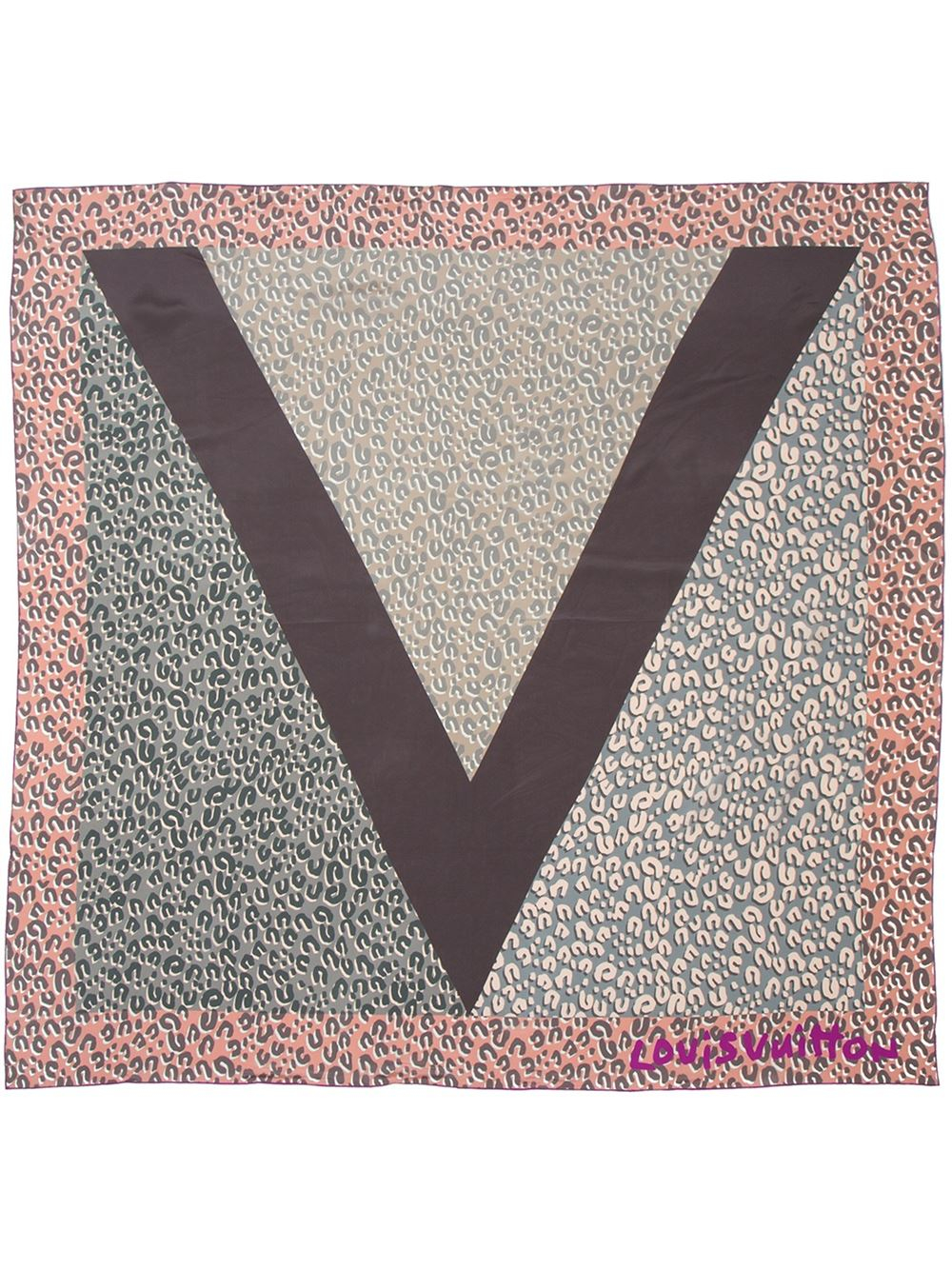 Louis Vuitton Silk Leopard Print Scarf in Pink/Purple (Grey) - Lyst