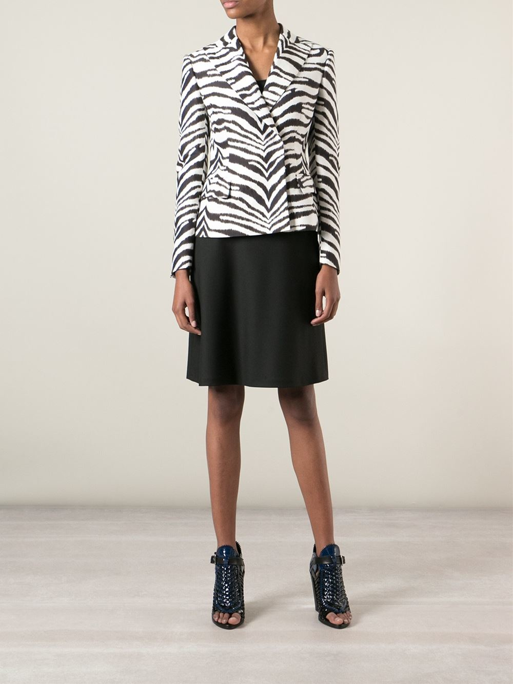 Lyst Emanuel Ungaro Zebra Print Jacket Women Cotton/rayon 48