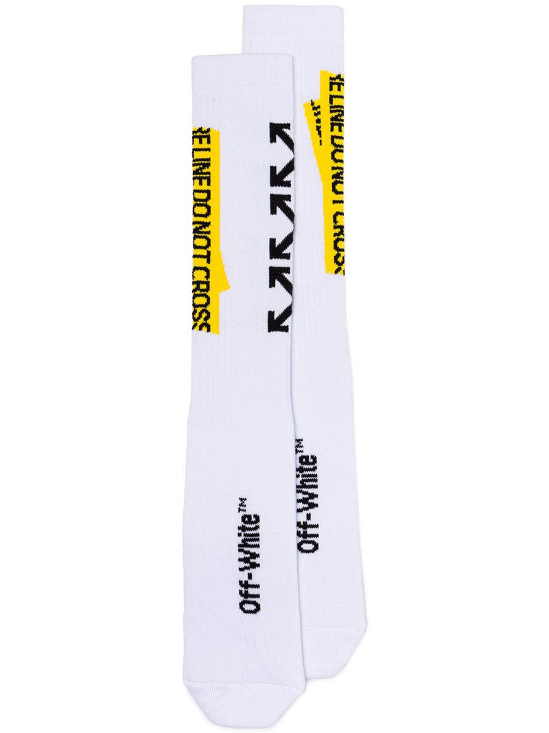 ressource kompensere Had Off-White c/o Virgil Abloh Cotton Fire Tape Ankle Socks in White for Men -  Lyst