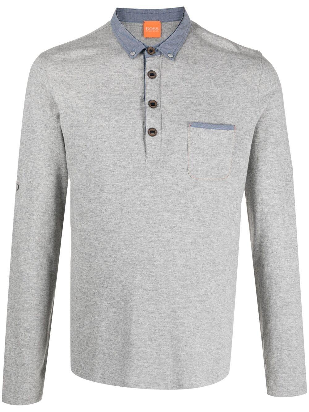 BOSS by HUGO BOSS Cotton Long-sleeve Polo Shirt in Grey (Grey) for Men -  Lyst