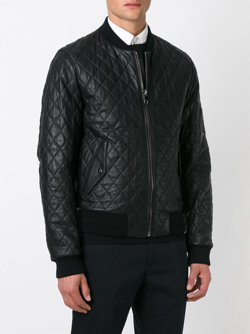 Dolce & gabbana Quilted Leather Bomber Jacket in Black | Lyst