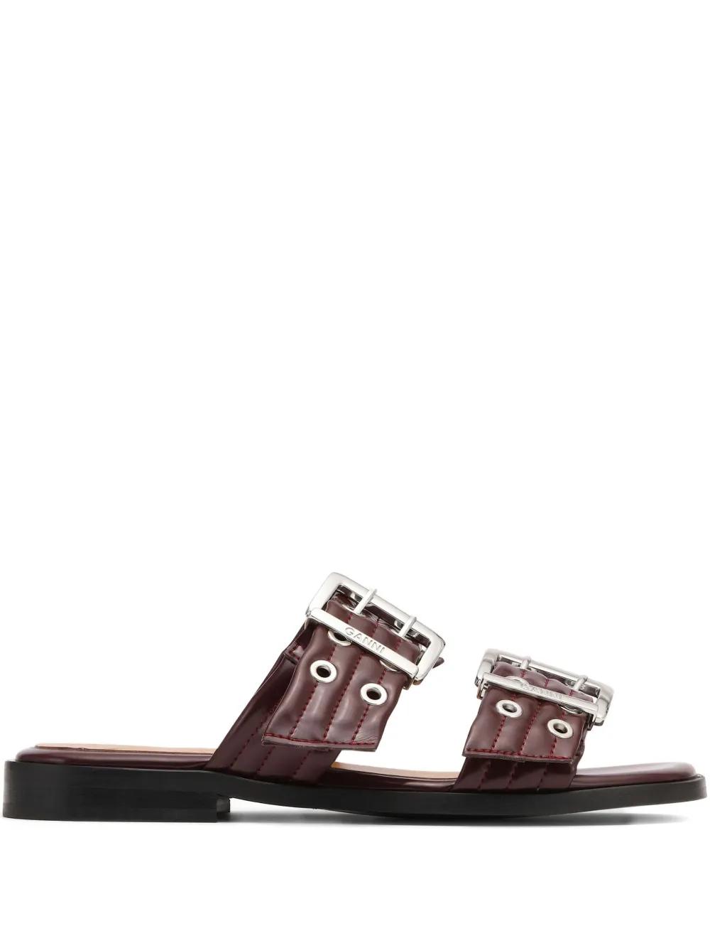 GANNI バックル フラットサンダル GANNI バックル フラットサンダル | ブラック | FARFETCH JP