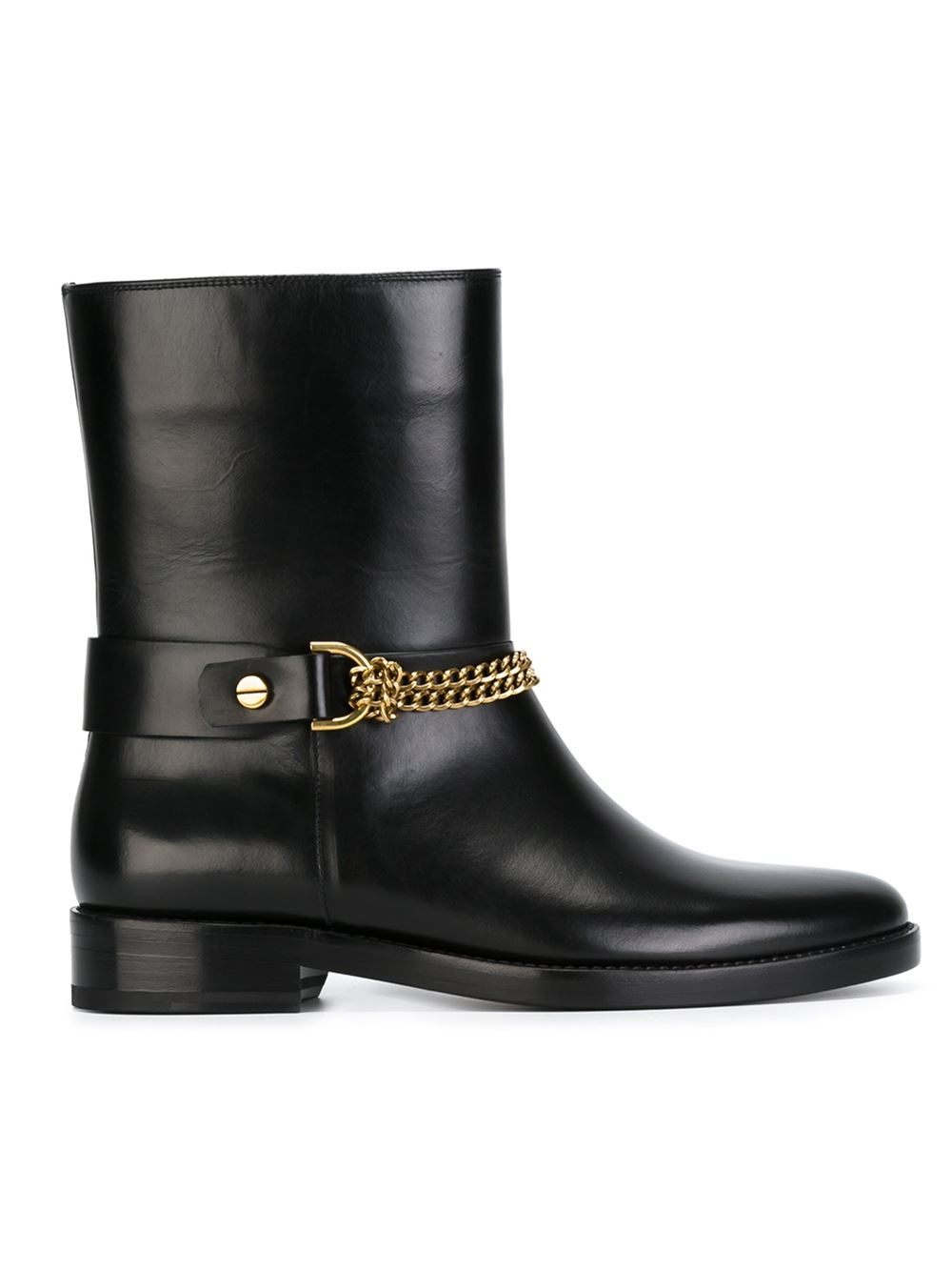 Lanvin Chain-Detail Leather Combat Boots in Black - Lyst