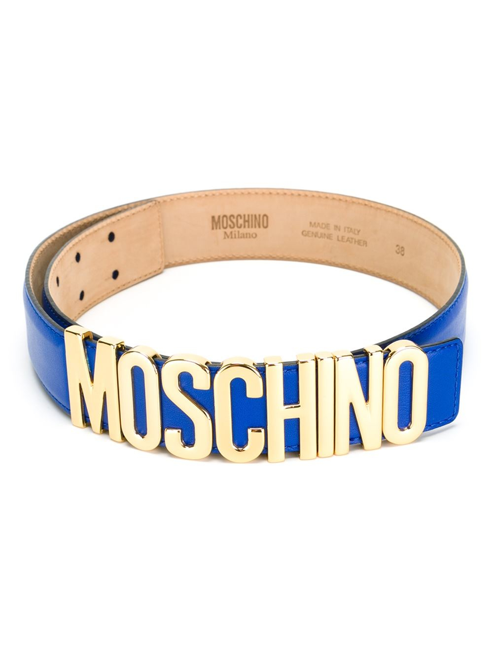 Moschino Leather Logo Plaque Belt in 