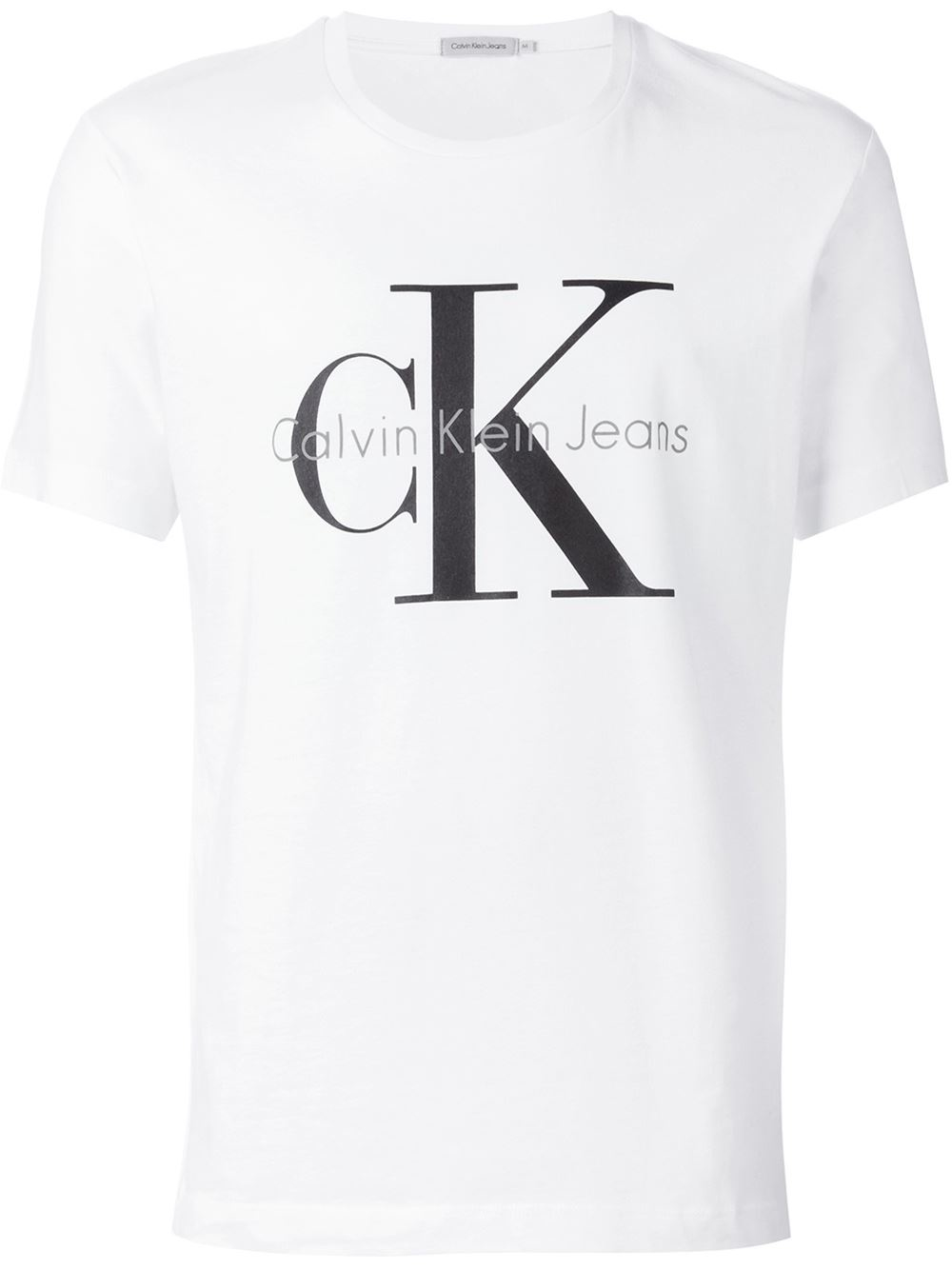 Calvin Klein Cotton Logo Print T-shirt in White (Black) for Men | Lyst