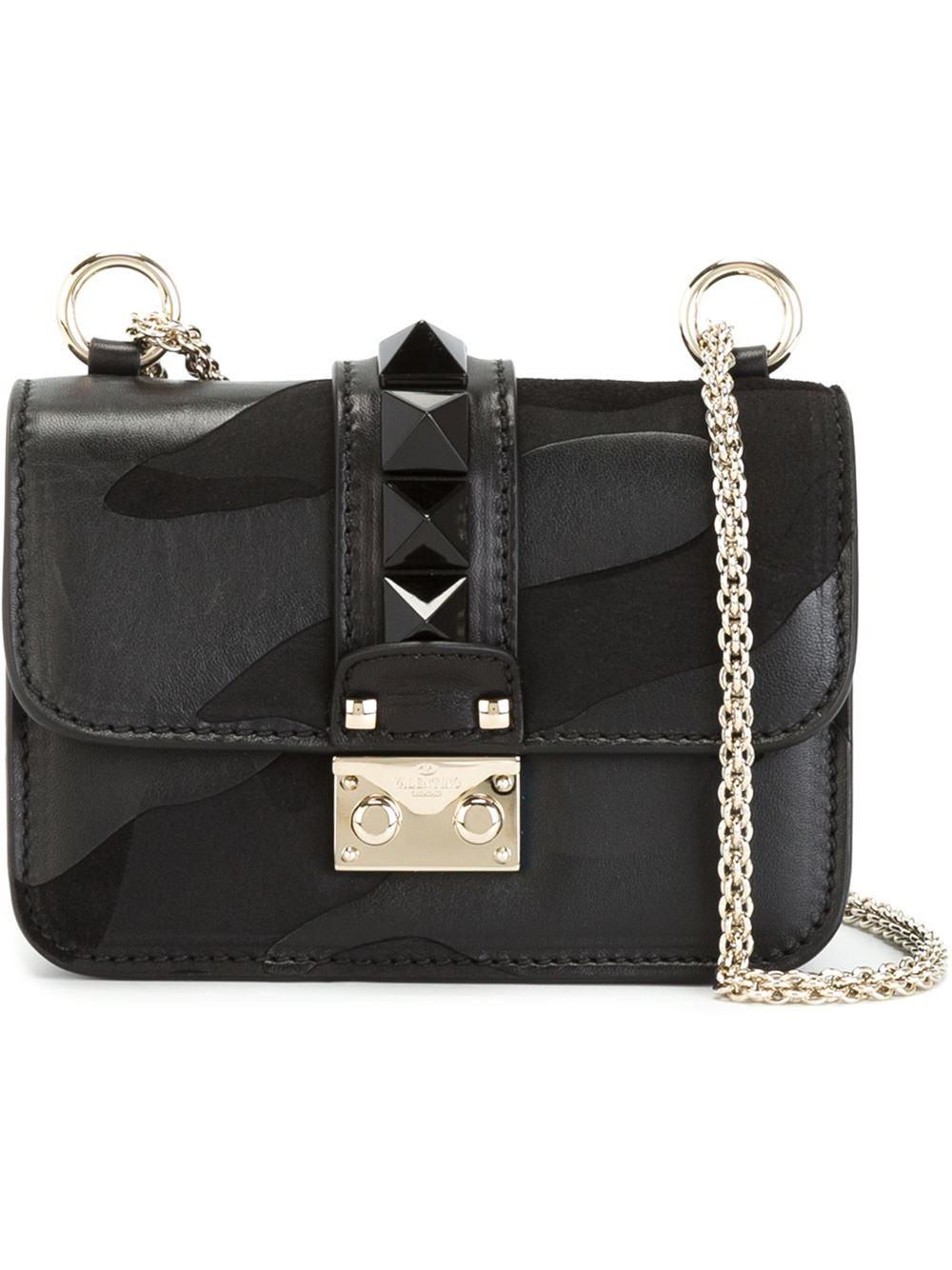 Valentino Leather 'glam Lock' Camouflage Shoulder Bag in Black - Lyst