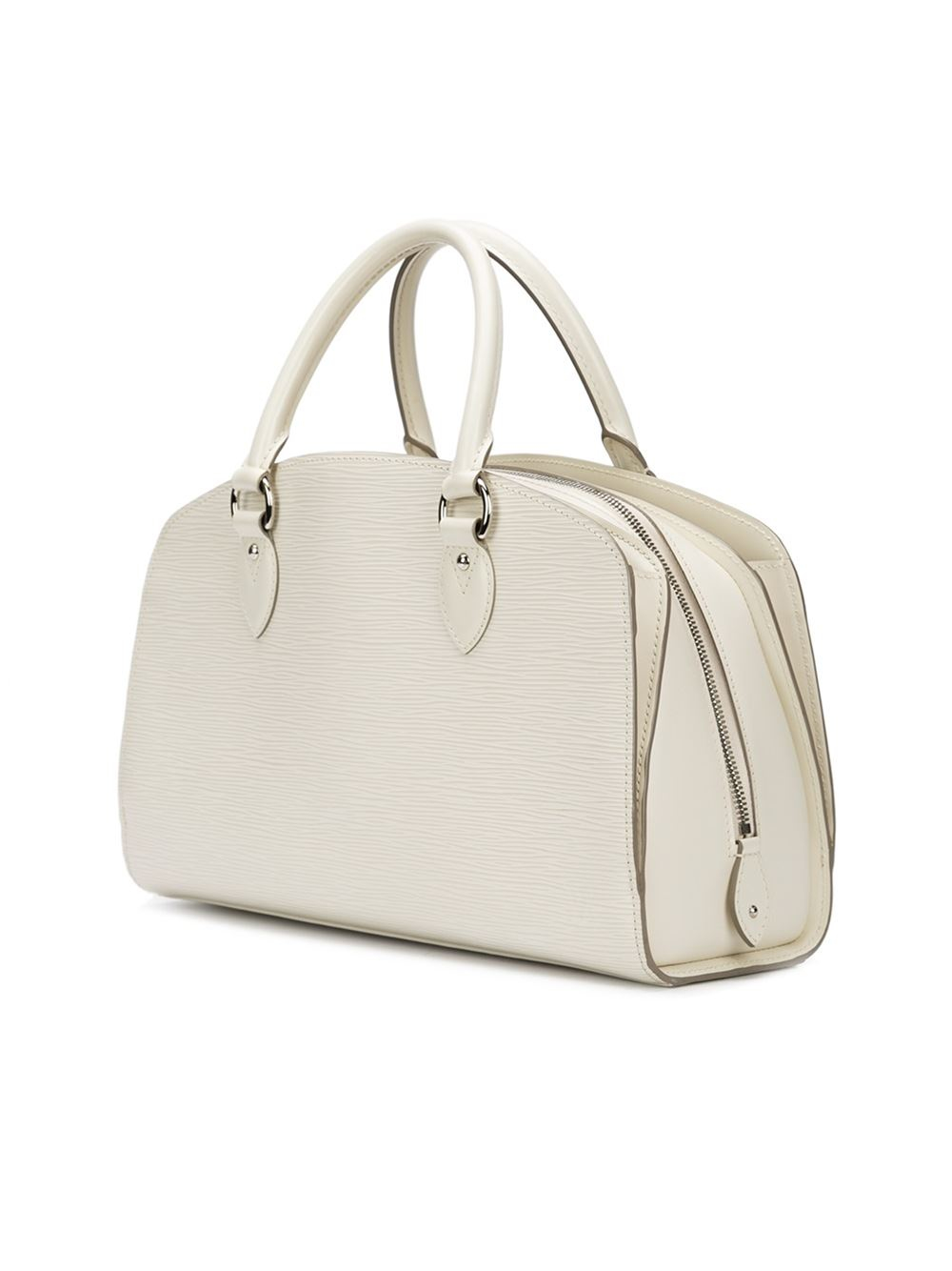 Louis Vuitton Leather Bowling Style Tote Bag in White - Lyst