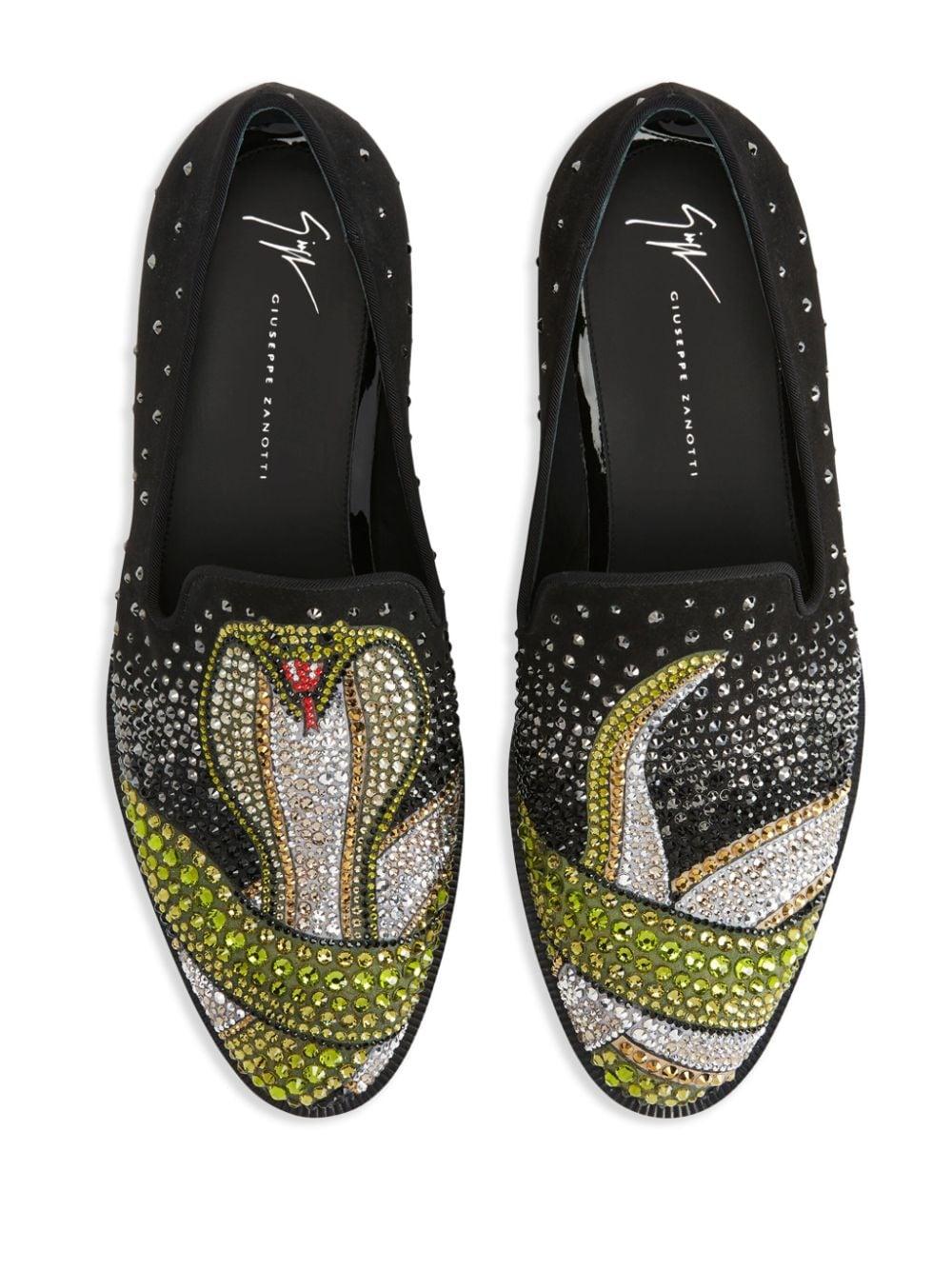 Giuseppe Zanotti Python Crystal embellished Loafers in Black for