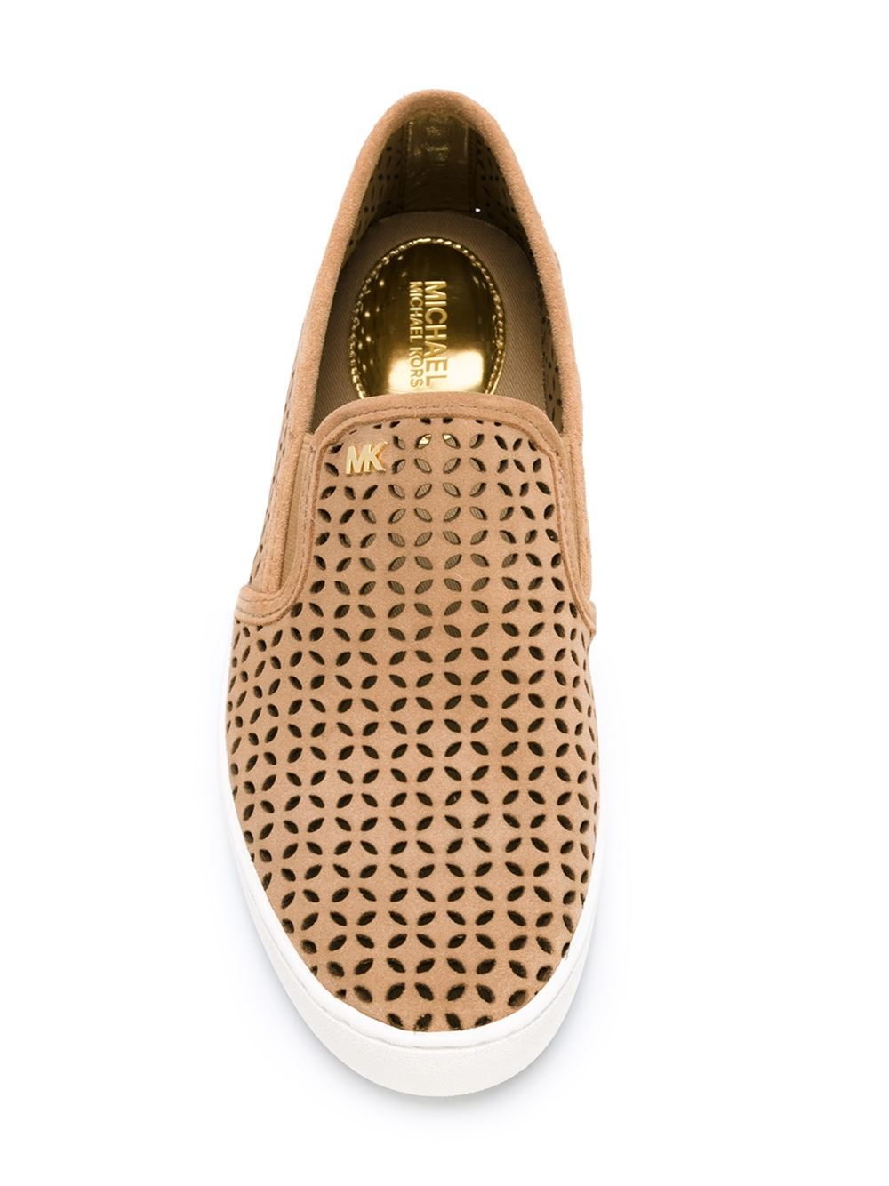 MICHAEL Michael Kors Leather 'olivia' Slip-on Sneakers in Natural | Lyst
