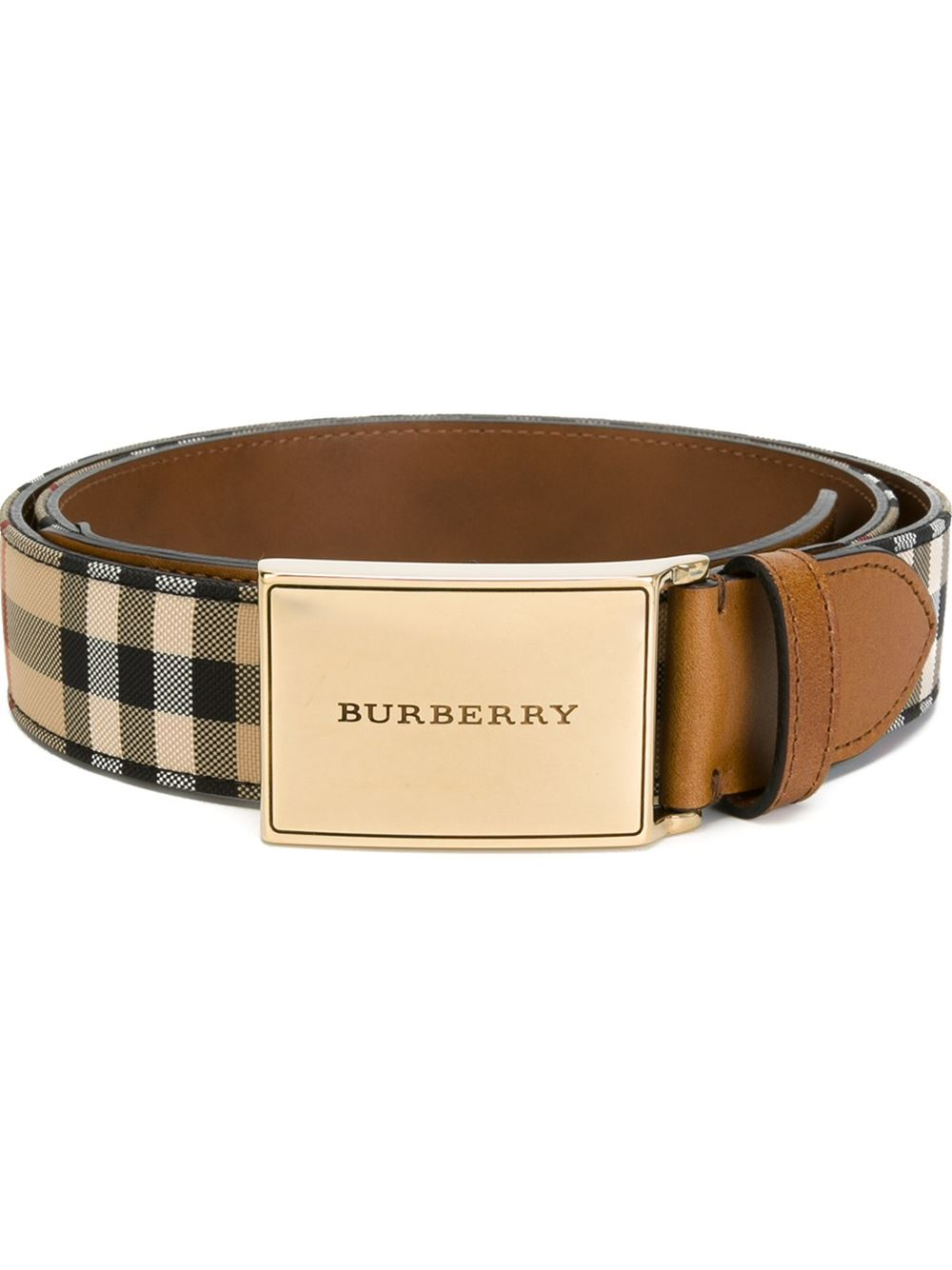 royalty dækning bande Burberry Leather Horseferry Check Belt in Brown for Men - Lyst