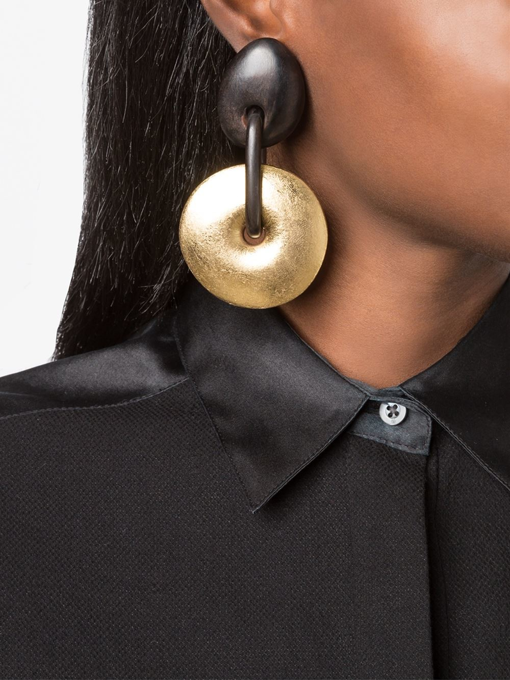 Monies Linked Discs Clipon Earrings in Brown (Black) Lyst