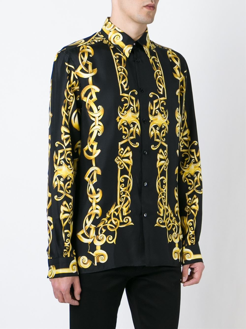 Versace Silk Baroque Print Shirt in Black - Lyst