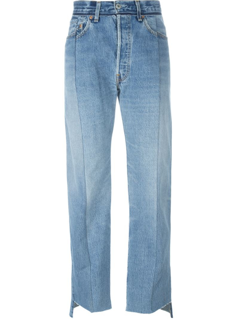 Vetements Denim Faux Patch Pocket Wide Leg Jeans in Blue - Lyst