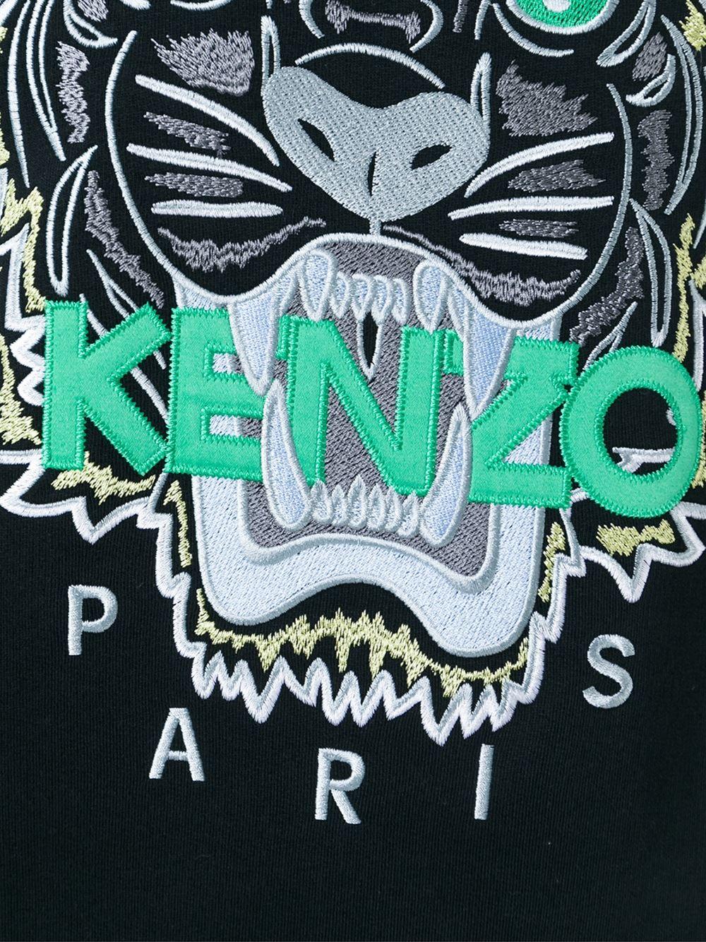 KENZO Cotton 'tiger' Sweatshirt in Black (Green) for Men - Lyst