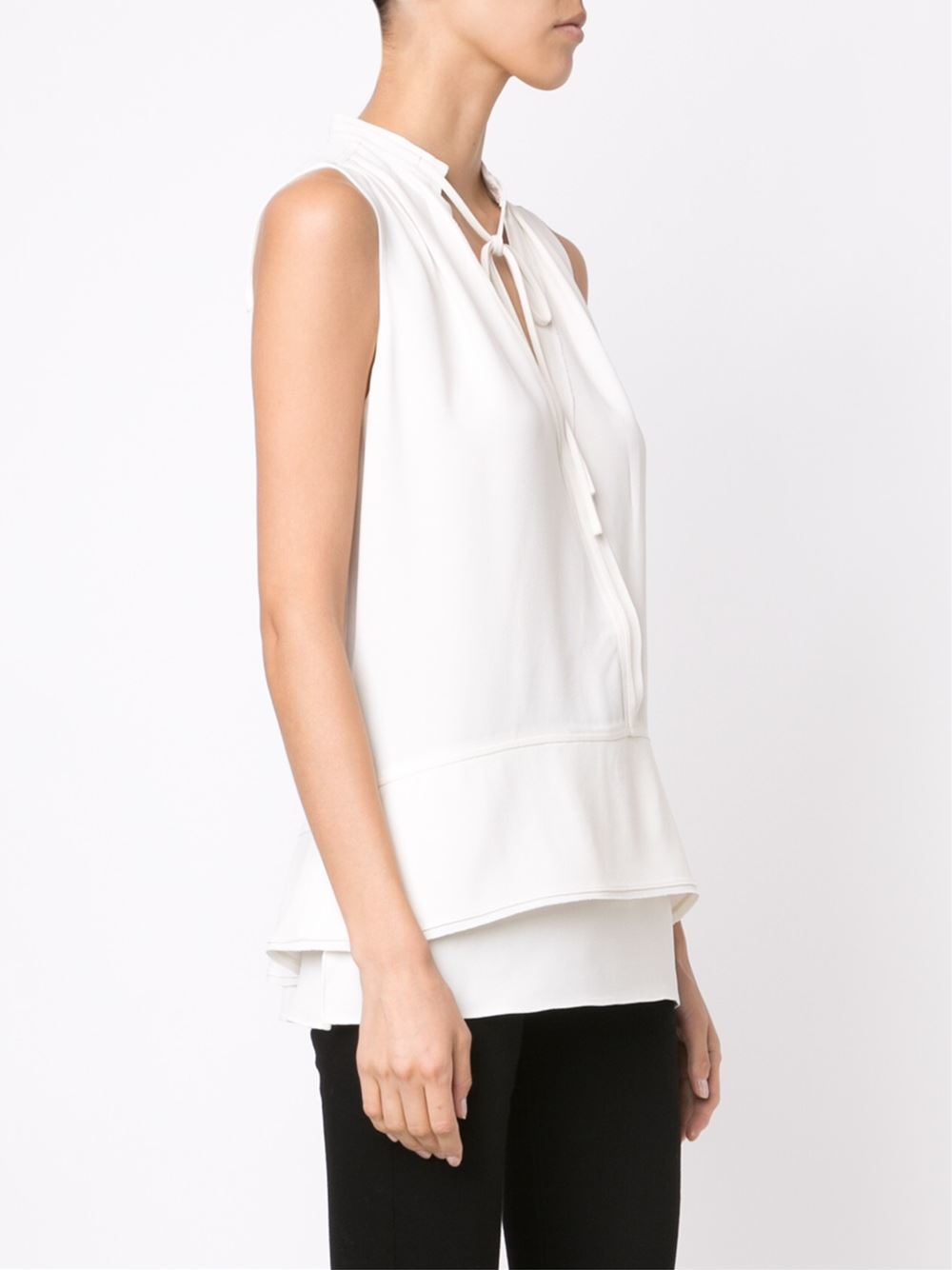 sleeveless white blouse design