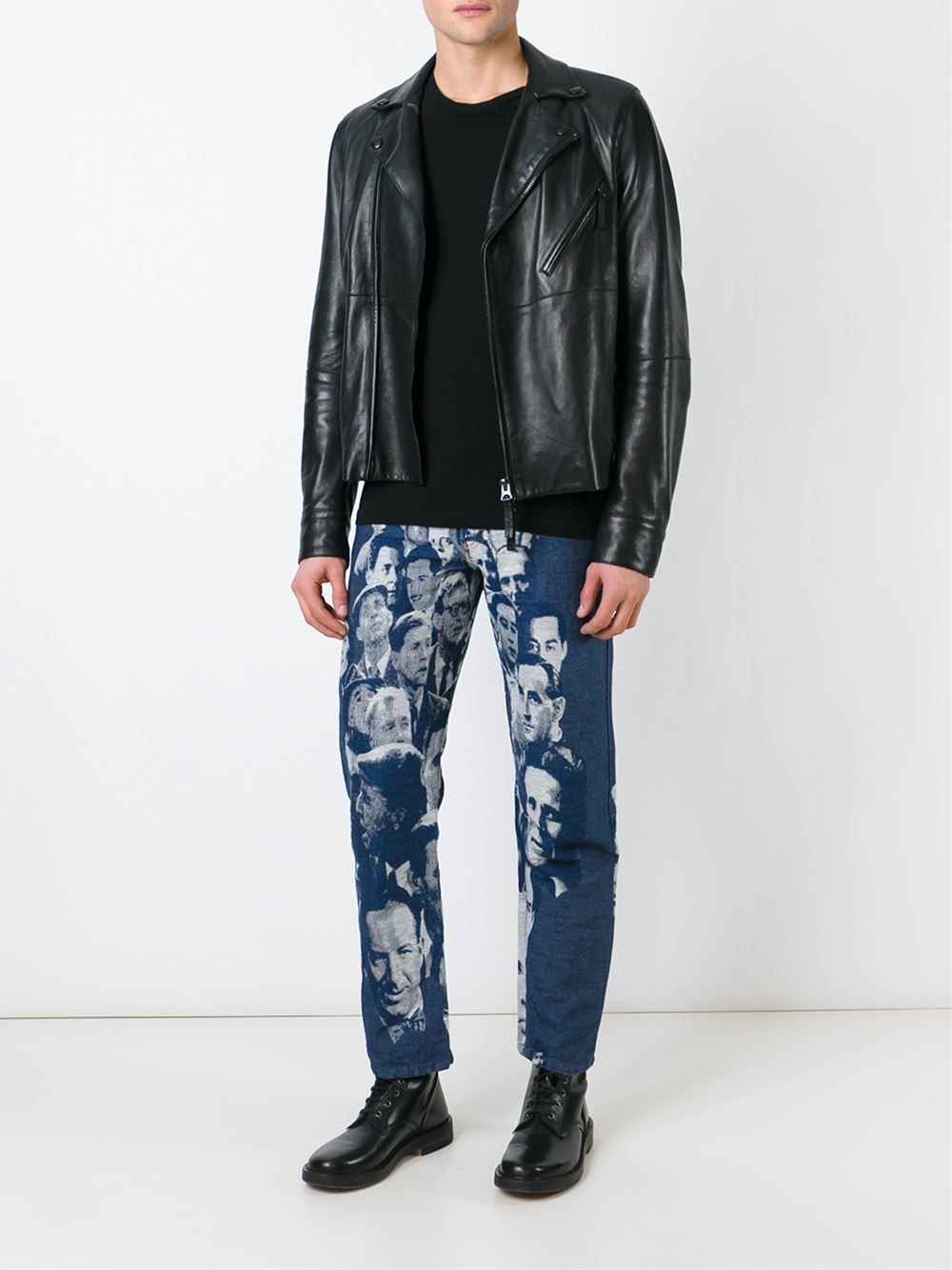Jean Paul Gaultier Jacquard Face Jeans in Blue | Lyst