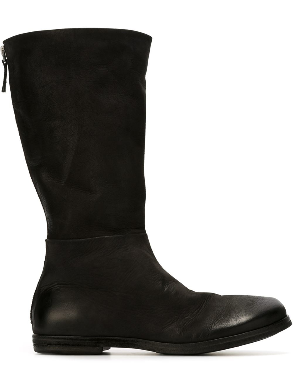 black calf length boots with heel
