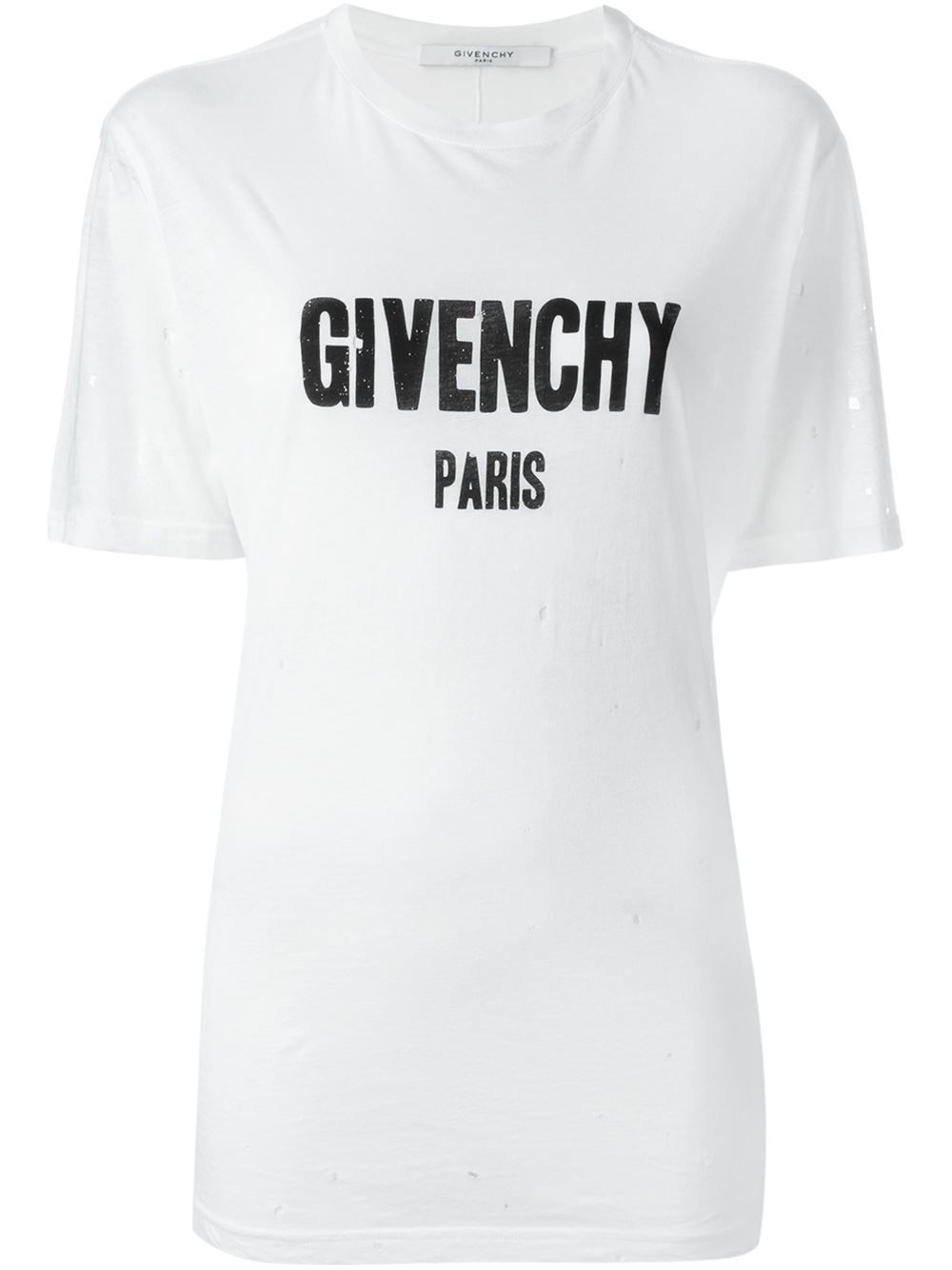 Givenchy Distressed Logo T-shirt in White | Lyst