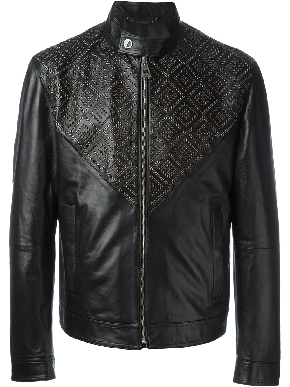 Versace Leather Jacket With Studs for Men - Lyst