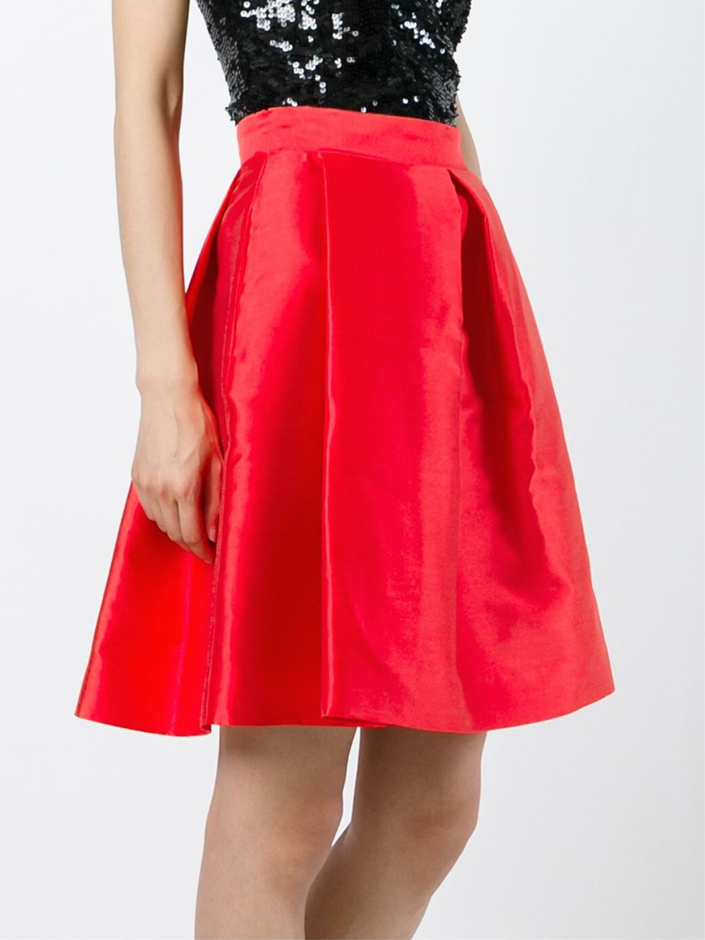 P.A.R.O.S.H. Satin A-line Skirt in Red - Lyst