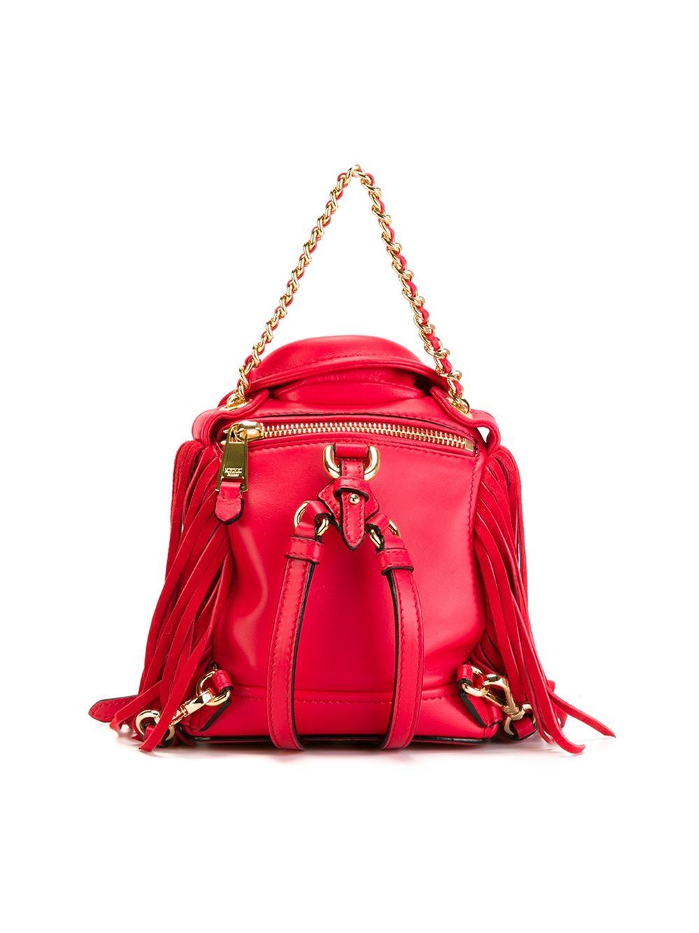 Moschino Leather Biker Backpack in Red - Lyst