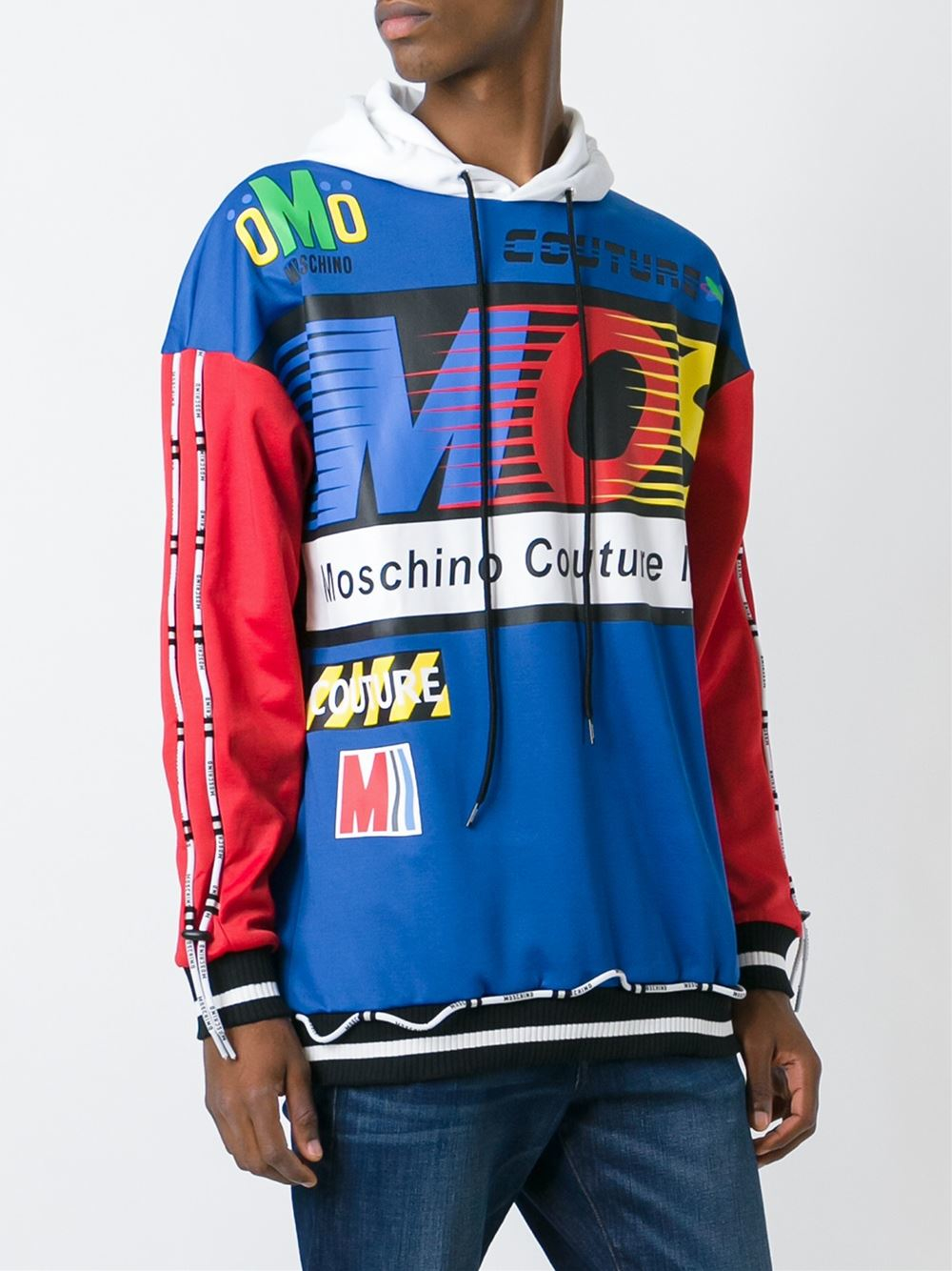 Moschino Cotton Racing Print Hoodie in Blue for Men - Lyst