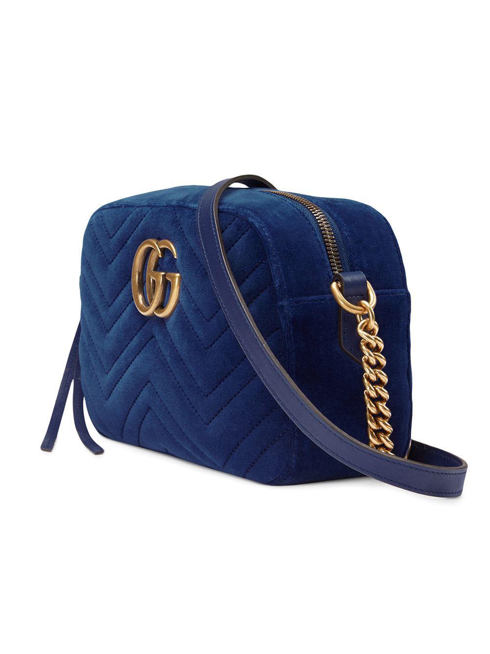 Gucci GG Marmont Velvet Small Shoulder Bag in Cobalt (Blue) - Lyst