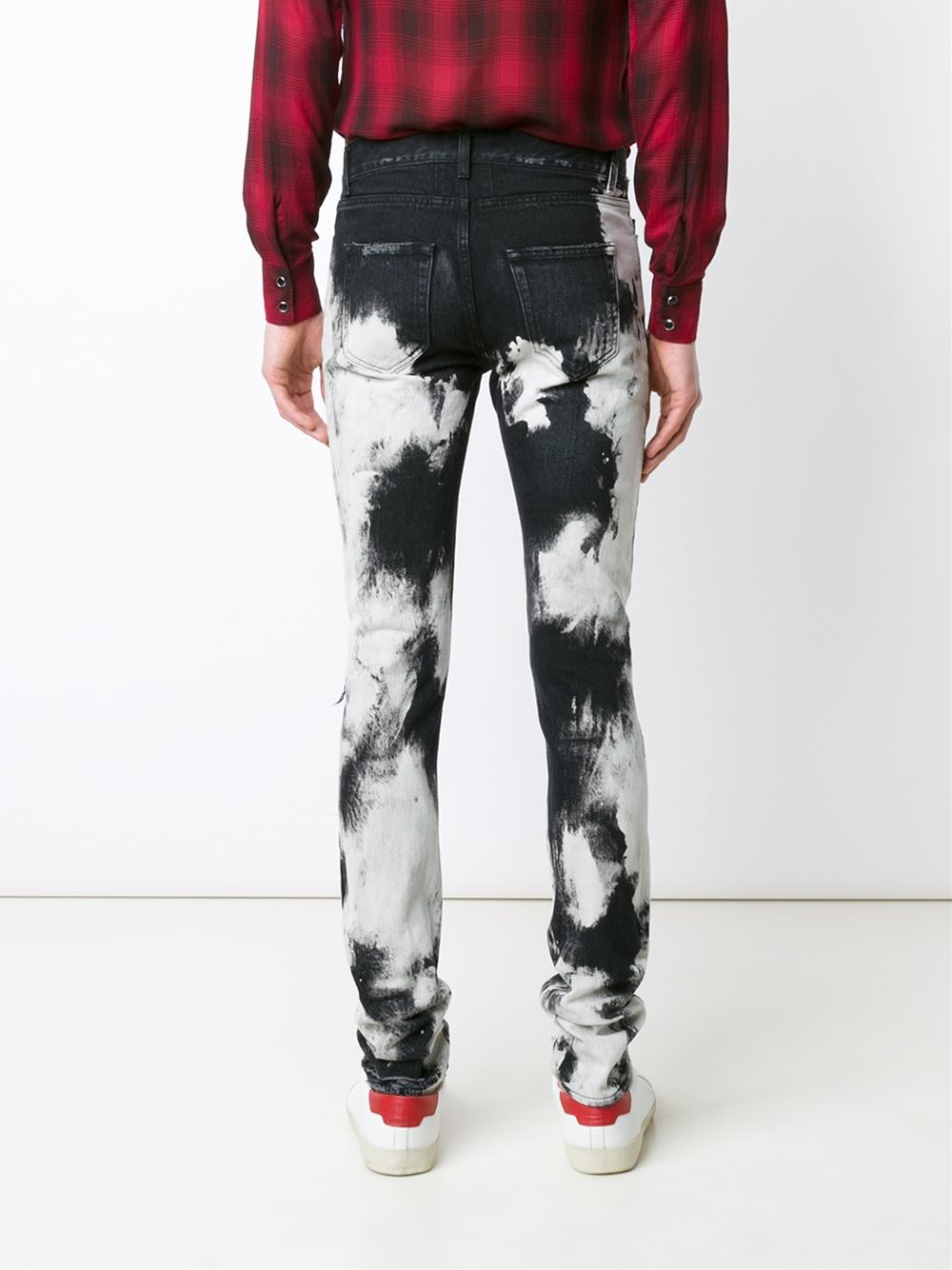 Saint Laurent Tie-dye Skinny Jeans in White for Men | Lyst