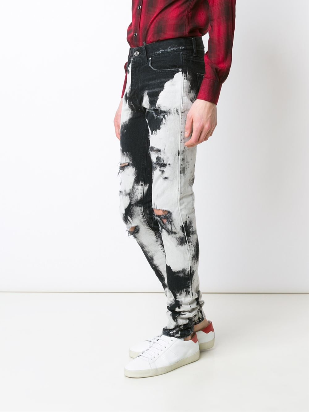 Saint Laurent Tie-dye Skinny Jeans in White for Men | Lyst